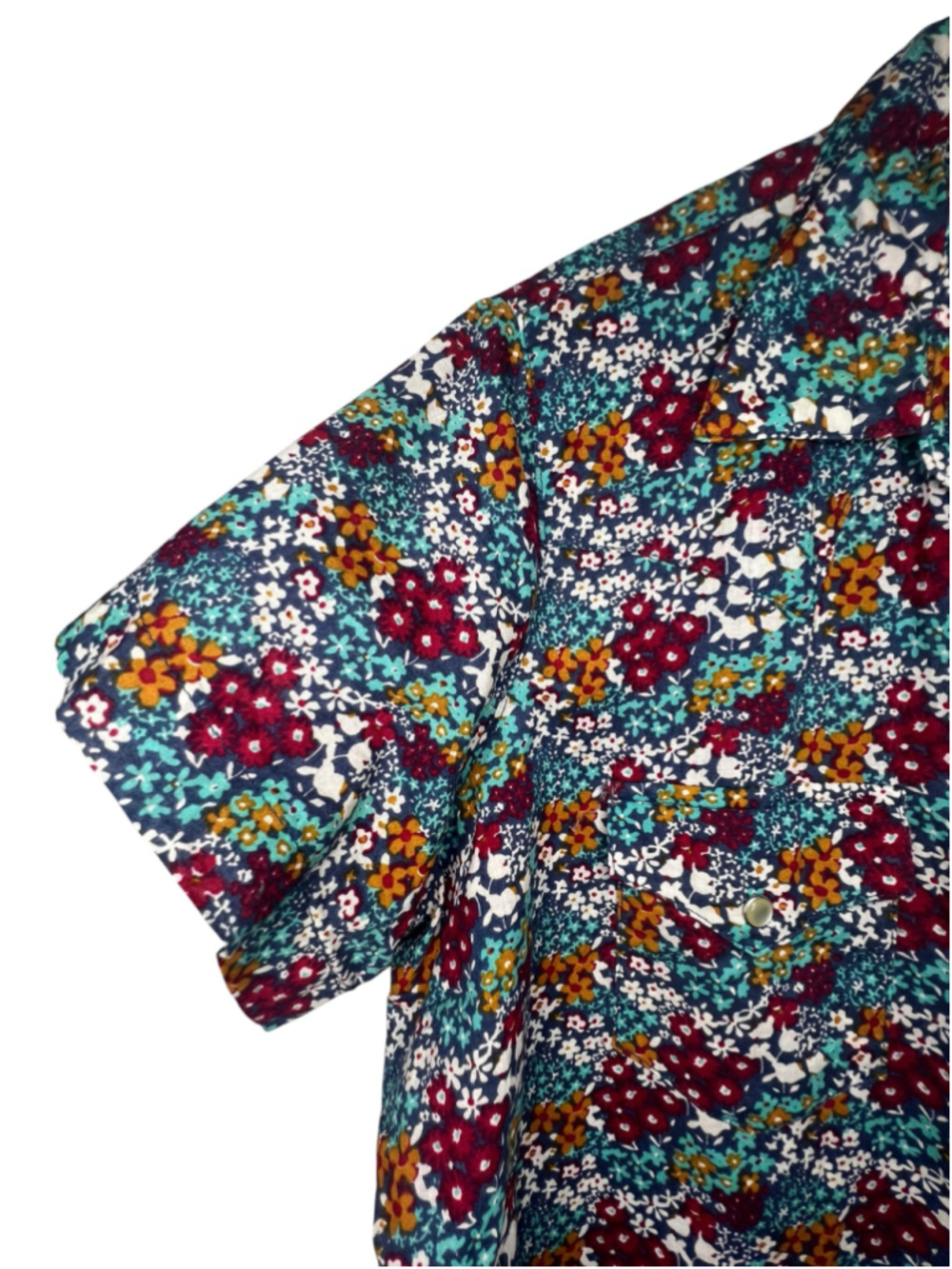 Wrangler Colorful Floral Patterned Western Pearl Button Snap Button Down Shirt - Picture 2 of 5
